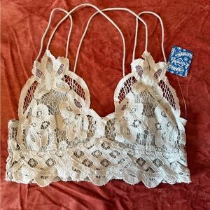 Free People Adella Lace Bralette Stone Size S Scalloped Intimately FP